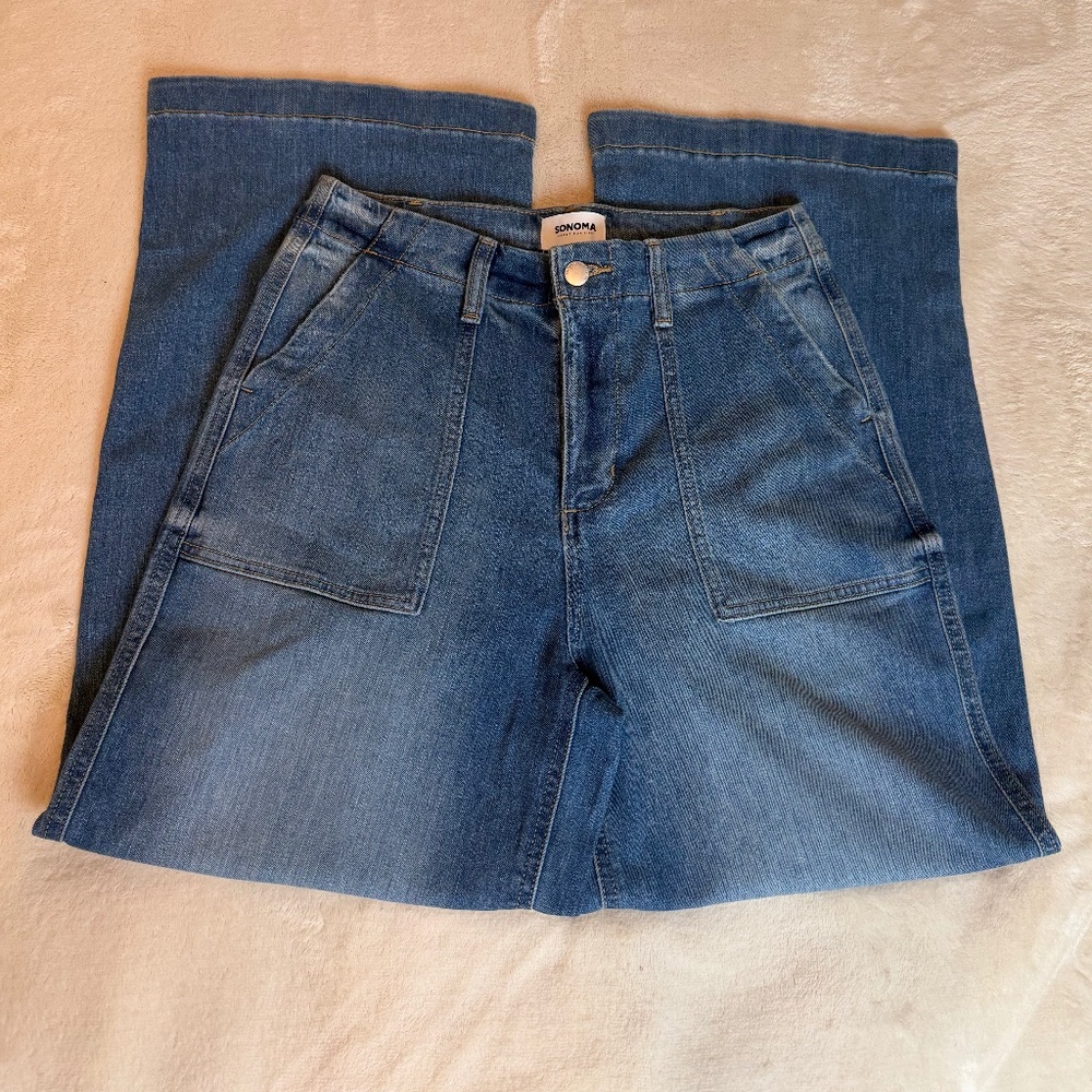 Sonoma Goods For Life Wide Leg Utility Patch Pocket Jeans